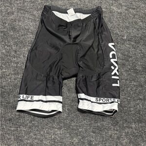 Black Men's Padded Cycling Shorts with White Trim -